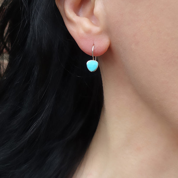 Turquoise Stud Earrings, Dainty Turquoise 22k Gold Post earrings, arti –  Blue Heron