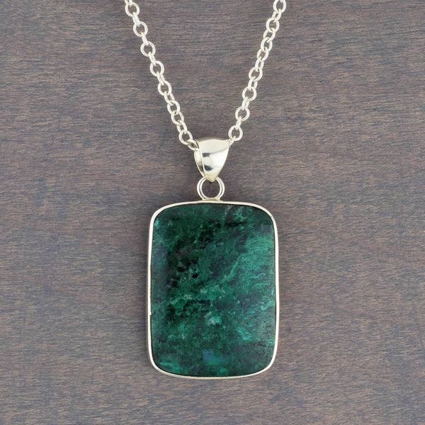 Green chrysocolla stone pendant on copper chain necklace – DKTDesigns