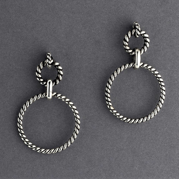 Sterling Silver Twisted Rope Drop Earrings - Handmade Baubles